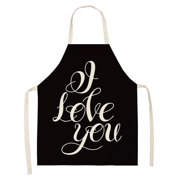 New Printed Women's Kitchen Apron Anti-stain and Oil-proof Linen Apron Dress Men's Chef Cooking Apron Cleaning Children's Apron