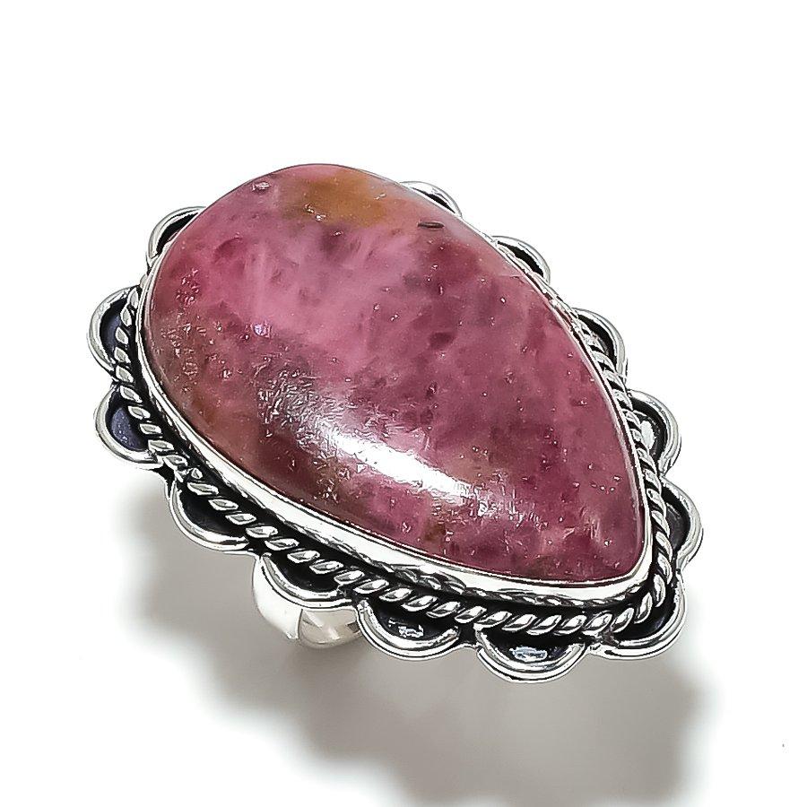 Rhodonite Gemstone 925 Sterling Silver Gift Jewelry Ring Size 8