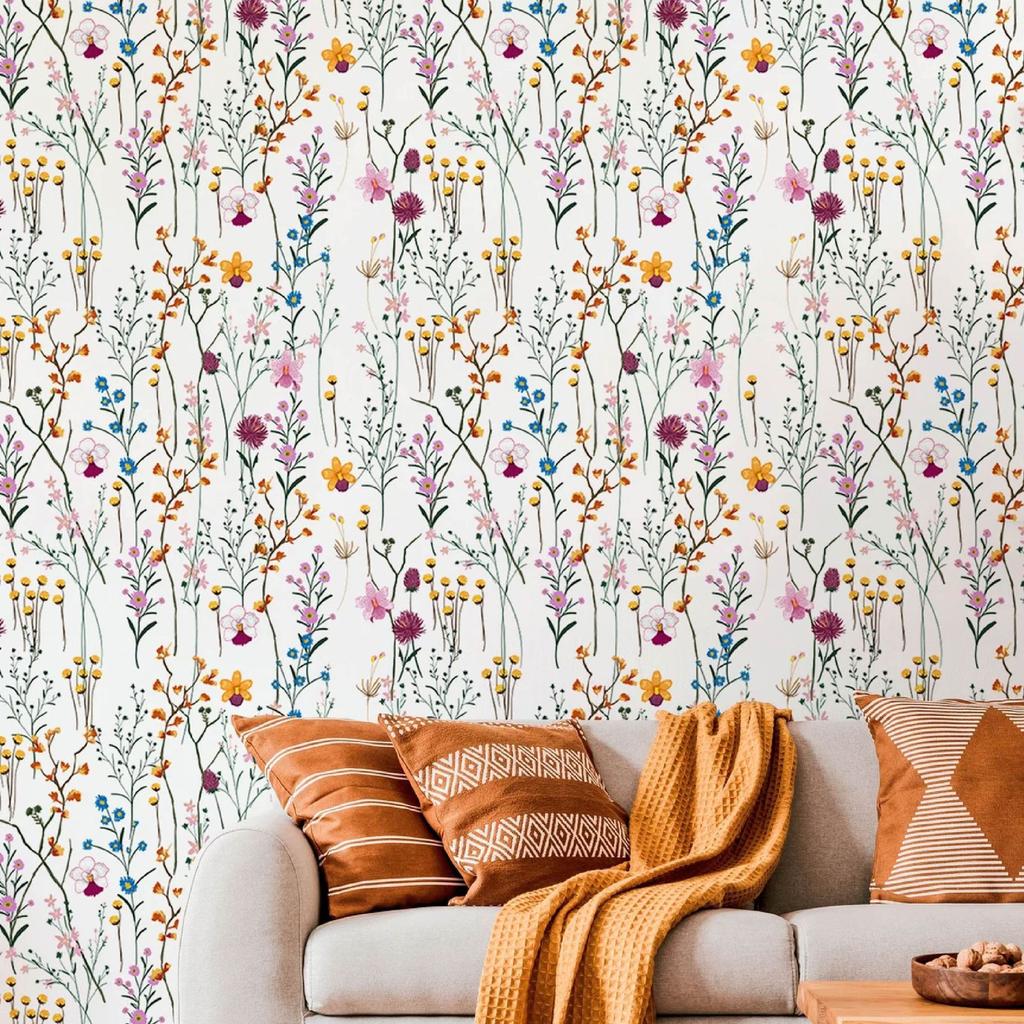 Съемные самоклеящиеся обои для гостиной и спальни (45 см * 300 см Терраццо с акварельными цветами