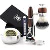 6 Pc Men's Shaving Kit 5 Edges Razor Synthetic Badger Hair Brush Stand Soap Bowl and Alum Complete Men's Set, 1 Piece