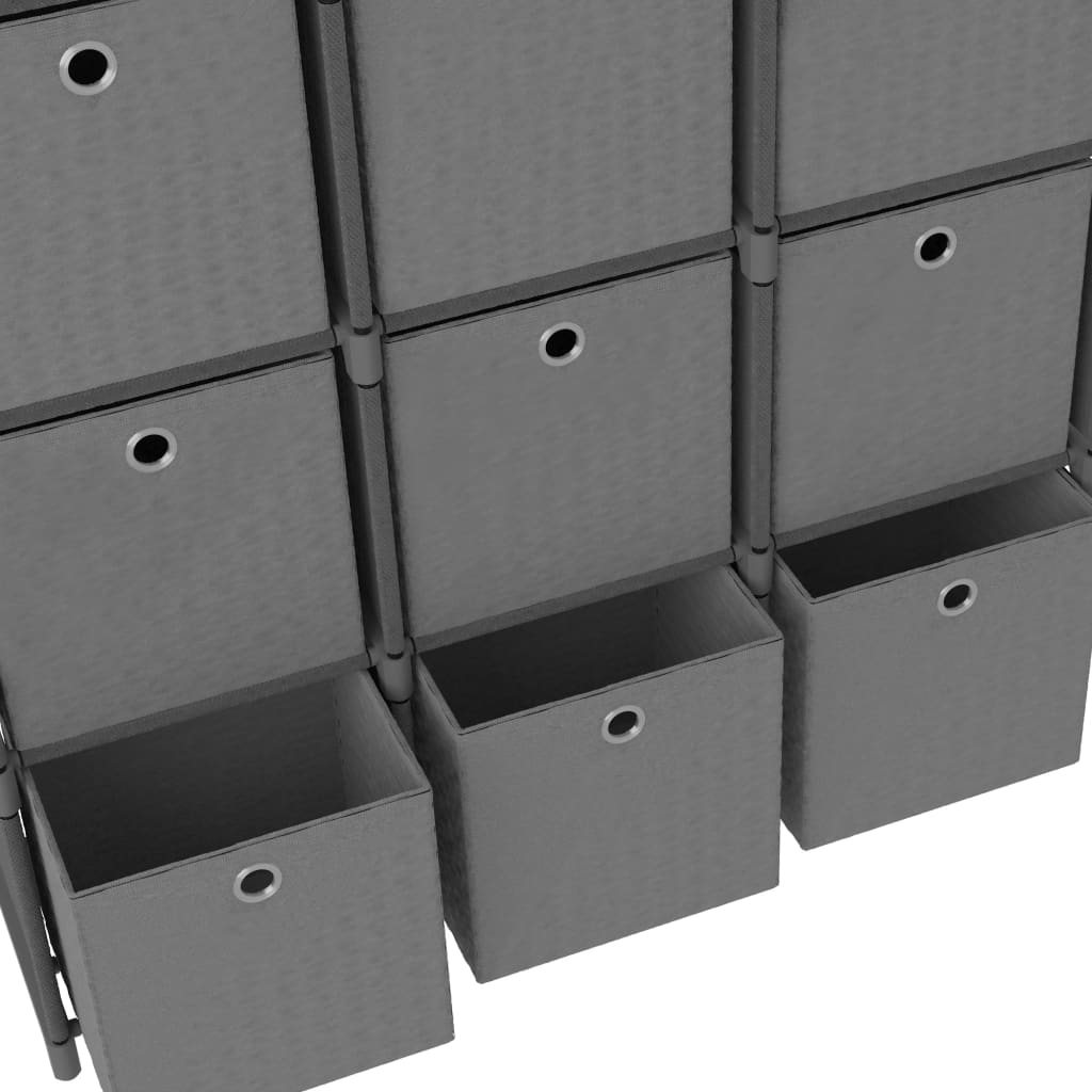 Cube Shelf with 9 Fabric Bins Gray 103 x 30 x 107.5 cm Fabric