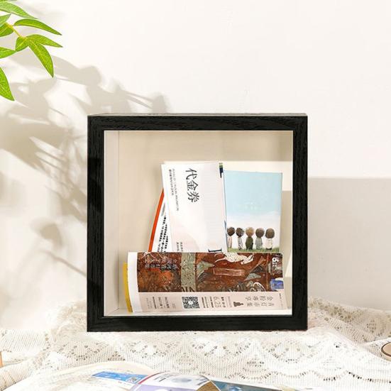 Билет Shadow Box с прорезью Деревянная рамка Путешествия Приключения Архивная коробка Квадрат