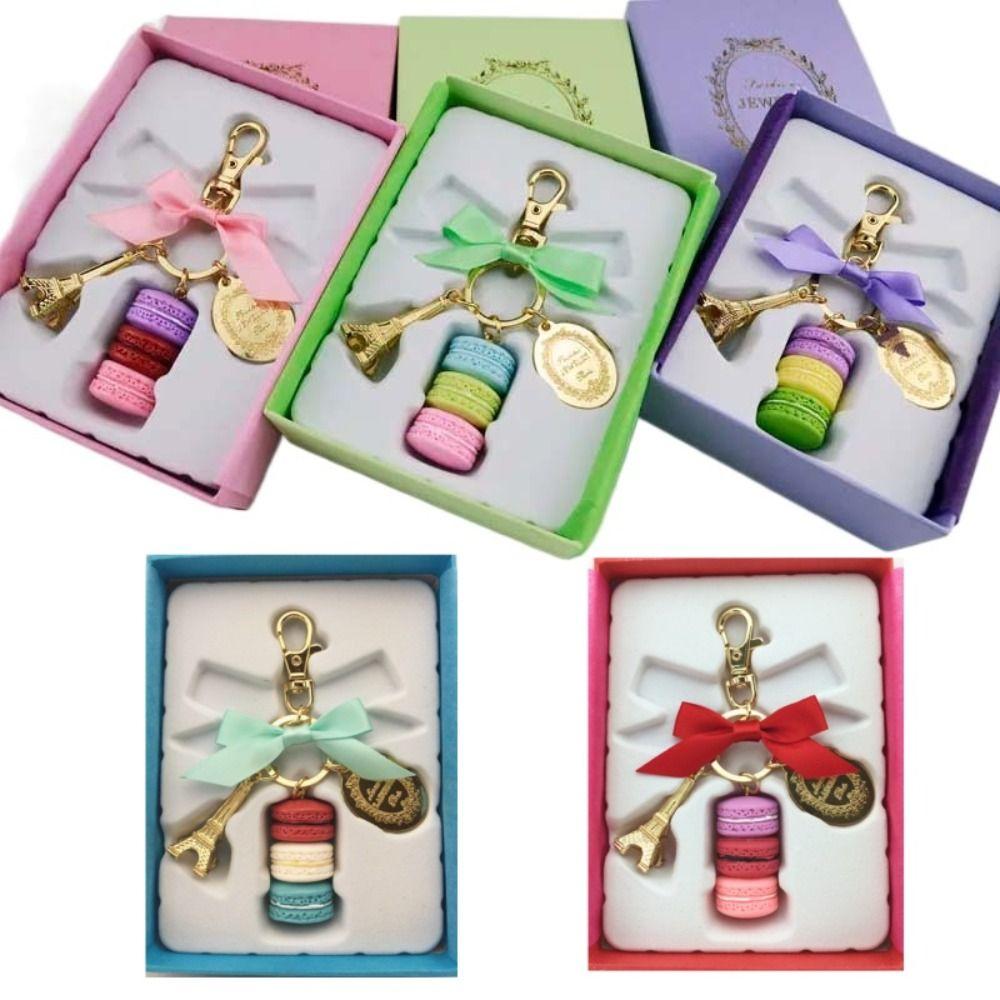 Gold Color Eiffel Tower Key Chains Zinc Zinc Alloy Bowknot Macaron Key Ring  Car Key Ring