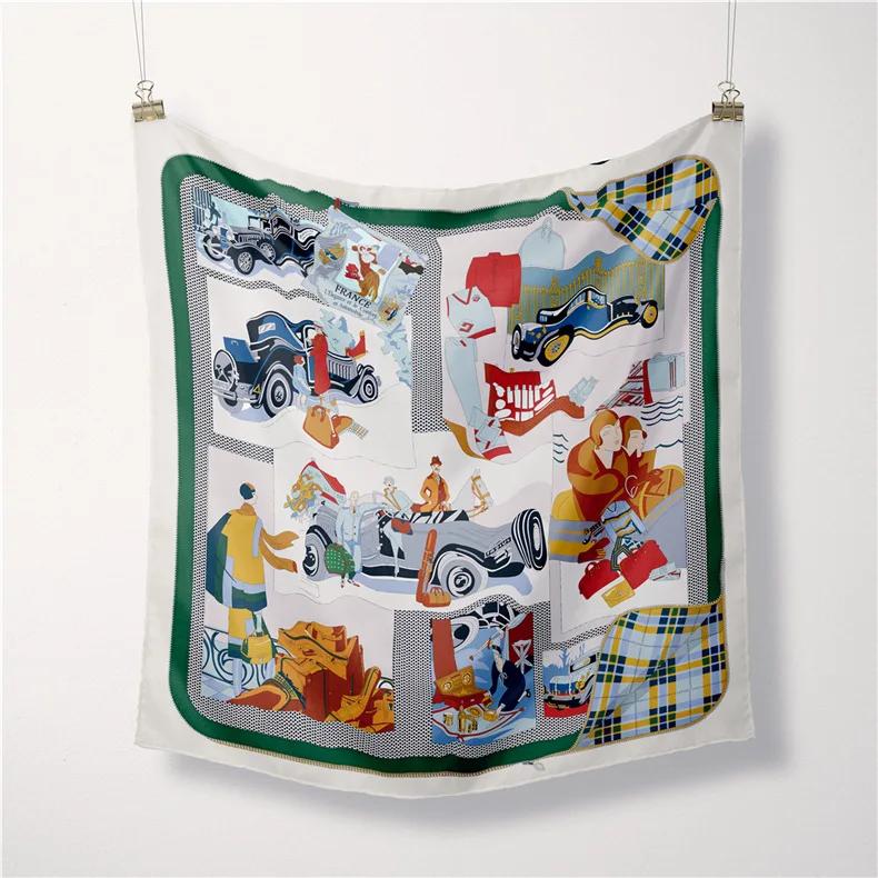 Luxury Print Silk Square Scarf Women Spring Neck Tie Shawl Wraps Female 53cm Hair Hand Wrist Headkercheif Hijab Bandana