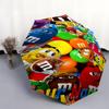 1 шт. Автоматический складной зонт - Узор M&M's с индивидуальным именем, Портативный и складной дизайн с 8 спицами, Рождественские и Новогодние подарки