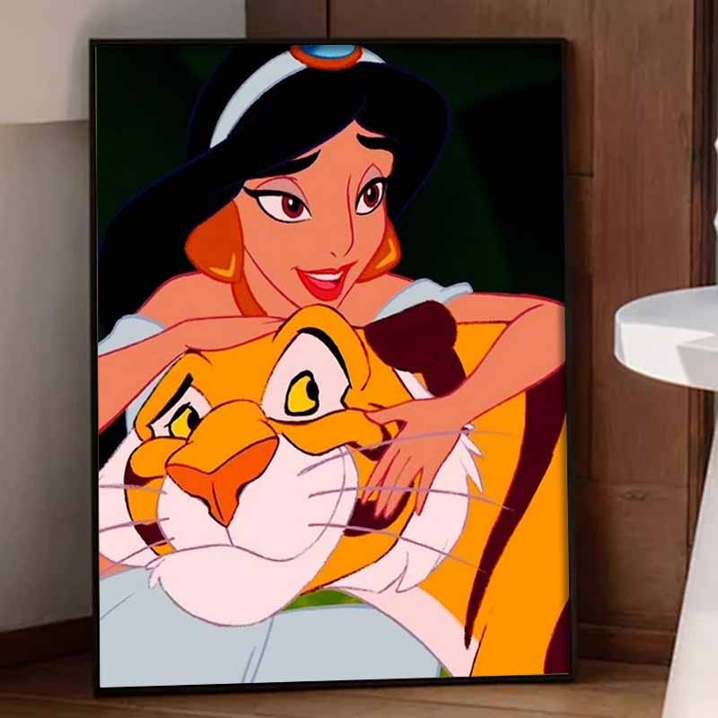 Disney Набор для алмазной мозаики Жасмин и Раджа 5D DIY, подходит для начинающих и любителей рукоделия, украшение интерьера