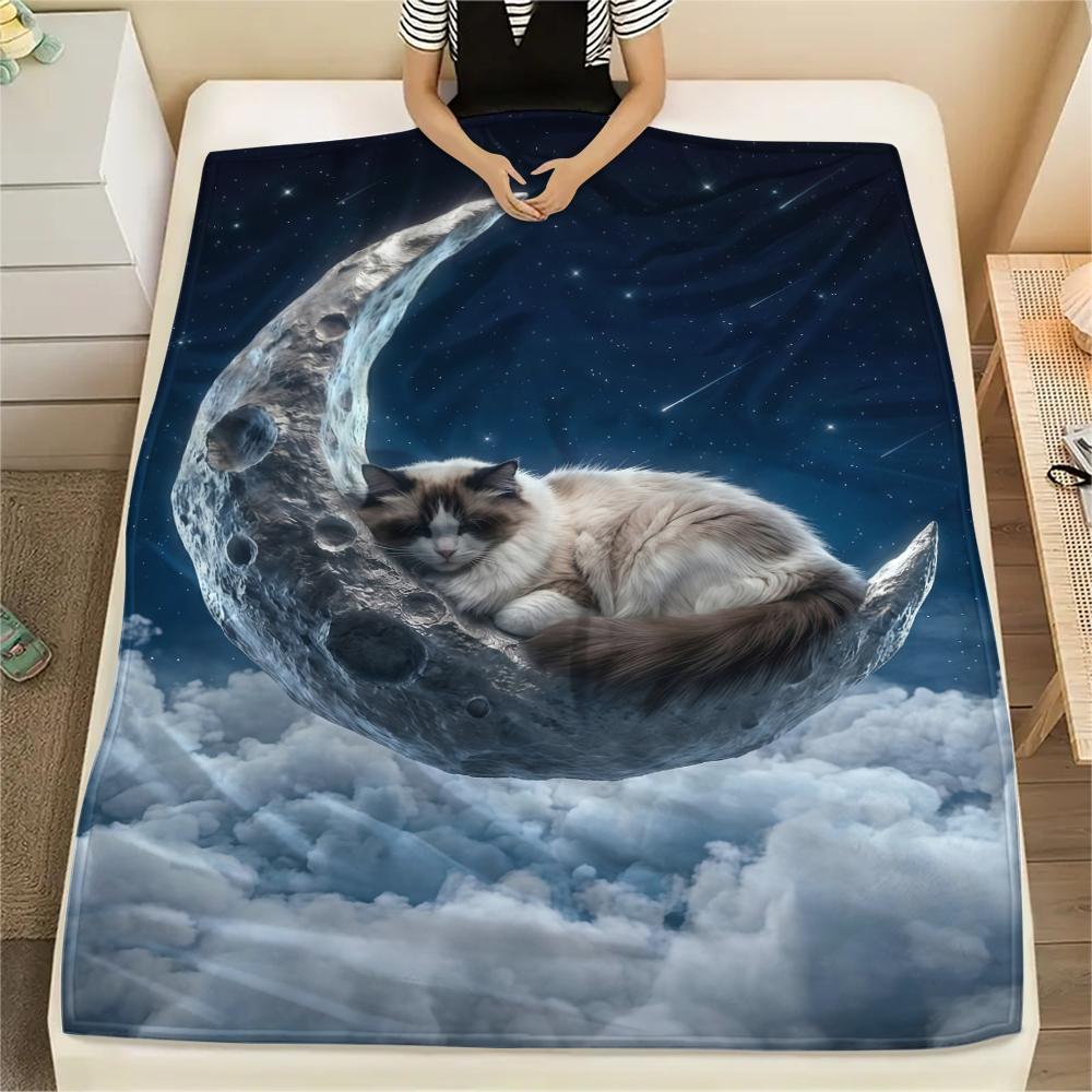 Small animal sleep clouds Print Flannel Blanket,High quality Comfortable for All Seasons,Home Decor,Warmth and Comfort,Perfect for Christmas Gifts