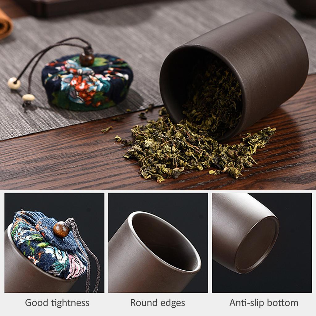 Ceramic Purple Sand Tea Set Portable Outdoor Travel Tea Pot and Cups Set with Towel Tea Canister and Carry Bag