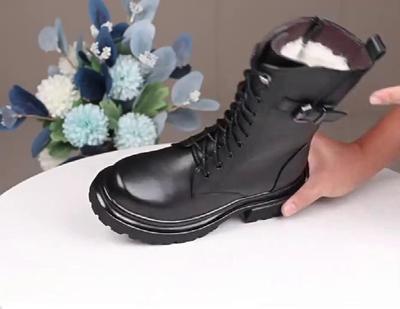 Женские ботинки большого размера из натуральной кожи, толстая шерсть, теплые зимние ботинки в стиле милитари, женские зимние ботинки в британском стиле