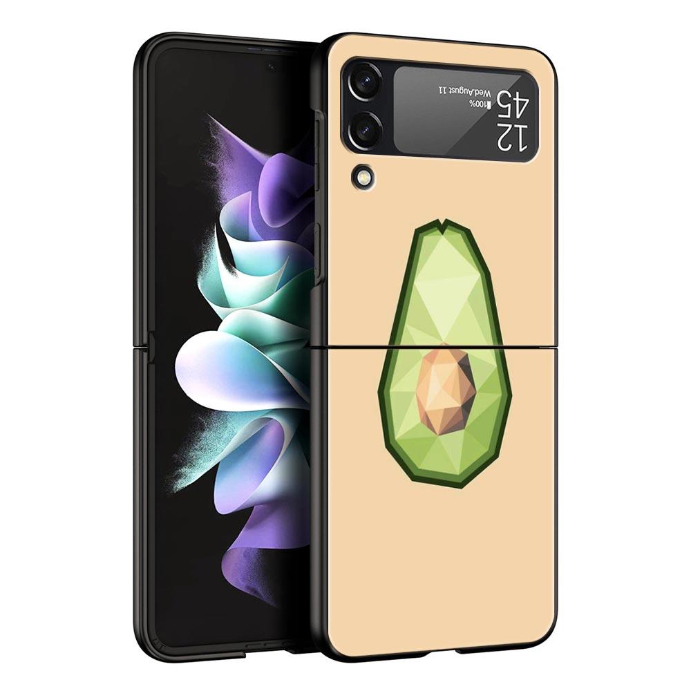 Милый чехол для телефона с авокадо и йогой для малышей для Samsung Z Flip3 Flip4 Flip5 Shell для Z Flip 3 Flip 5 4 5G Черная жесткая складная задняя крышка