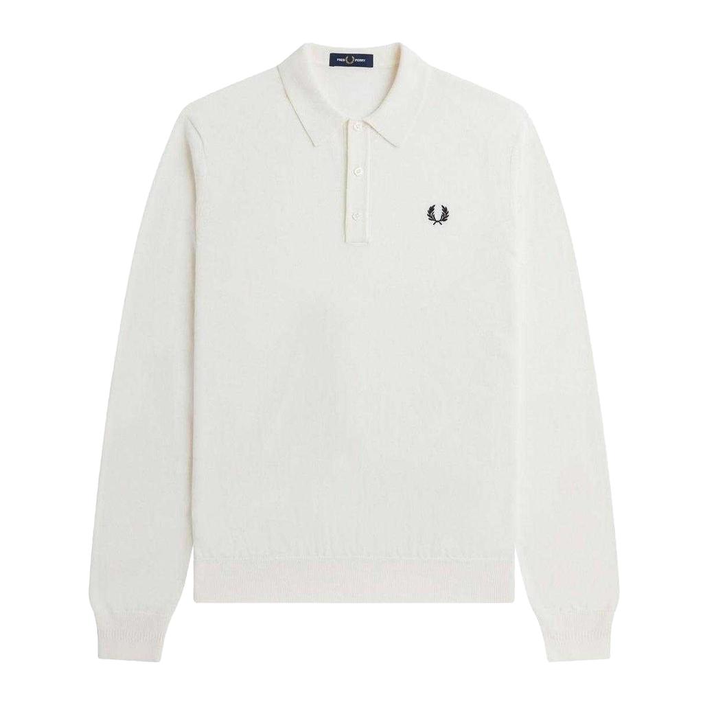 Fred Perry Mens Plain Knitted Long-Sleeved Polo Shirt