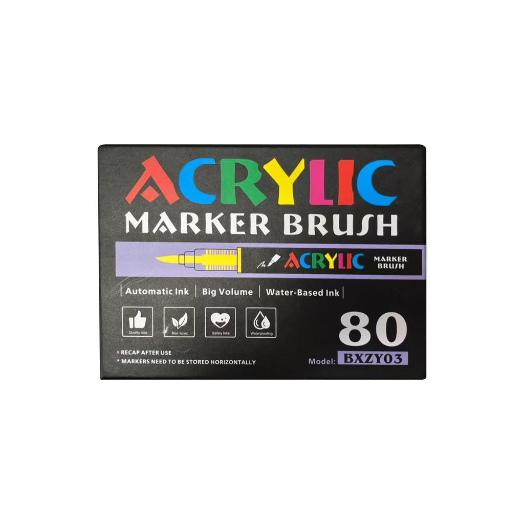 Straight Liquid Acrylic Marker Pen 12/24/36/48/60/80/120 Color Soft Head Student Art DIY Hand-painted Drawing Doodle Pen 10ml