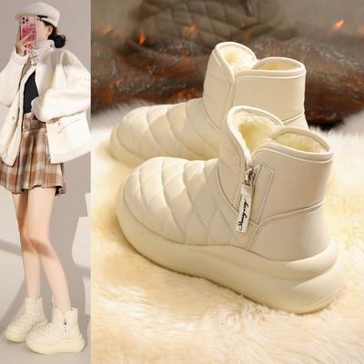 2025 Новые женские зимние сапоги для снега Бархатный плюш Теплые на платформе Повседневная хлопковая обувь Уличные Нескользящие Водонепроницаемые Женские Сапоги с высоким верхом