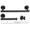 3Pcs/Set Towel Storage Rack Wall Mounted Paper Holder Clothes Hook Bathroom Hardware Kit Black