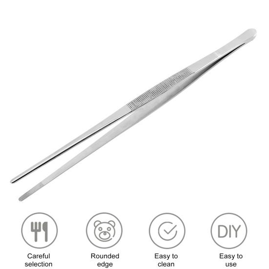 Kitchen Tweezers Extra-Long Stainless Steel Cooking Tongs Fine Tweezer for Grilling