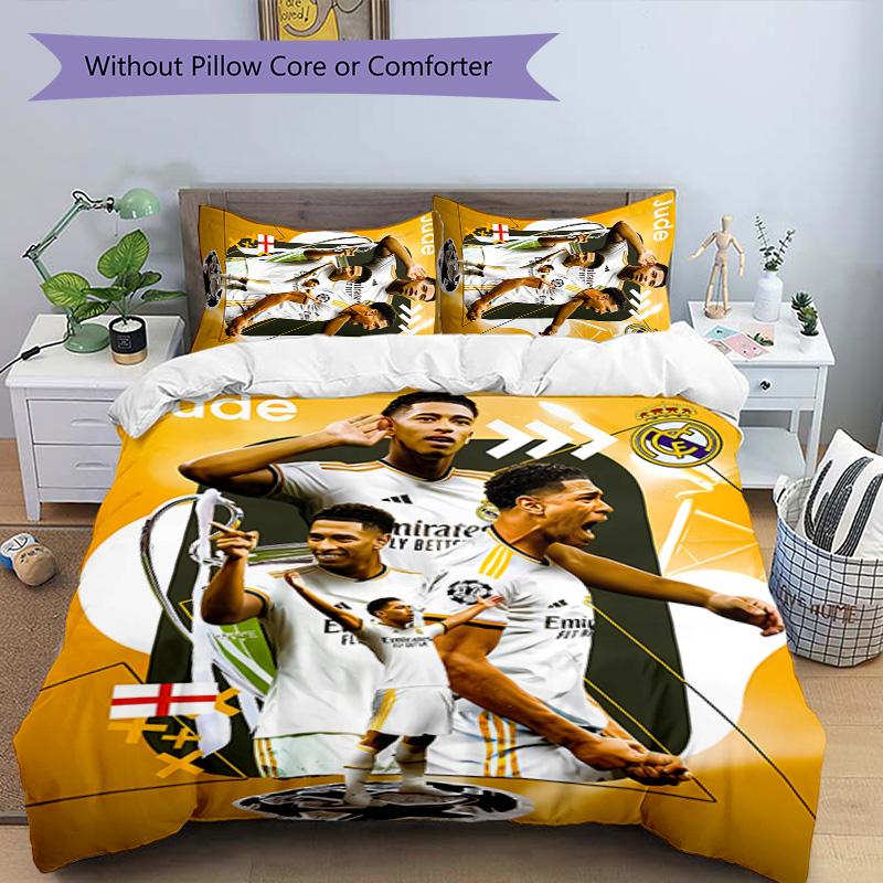 3pcs Jude Bellingham pattern bedding set duvet cover set includes duvet cover &pillowcases,perfect all season bedroom decoration&gift