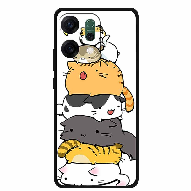 For Oppo Reno 14 5G 3D CaseRelief Flowers Emboss Phone Cover For Oppo Reno 14 Black Silicone Shockproof Soft Fundas Protector