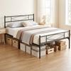 5ft King Bed Frame with Headboard and Footboard, Metal Platform Bed Frame with 32 cm Underbed Storage, Black