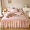 Solid Color Washed Cotton Bedspread Lace Embroidered Hem Anti Slip Bed Cover Soft Comfortable Household Bedding and Bed Sheets