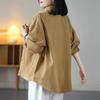 Loose Women's Windbreaker with Long Sleeves and Vintage Style Shirt Coat