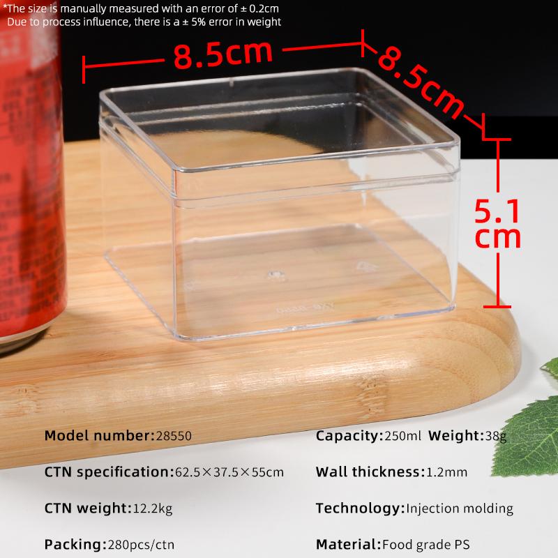 Transparency Rigid Plastic PS Material Mousse Cake Box Tiramisu Container Sushi Dessert Food Storage Cookies Candy Packing Box