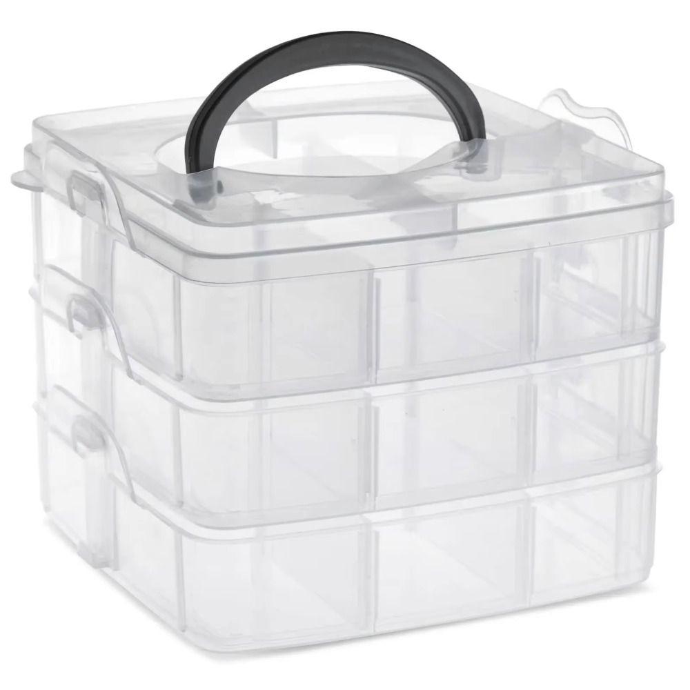 3-слойный пластиковый ящик для хранения 18 ячеек Органайзер для игрушек и мелочей Настольный