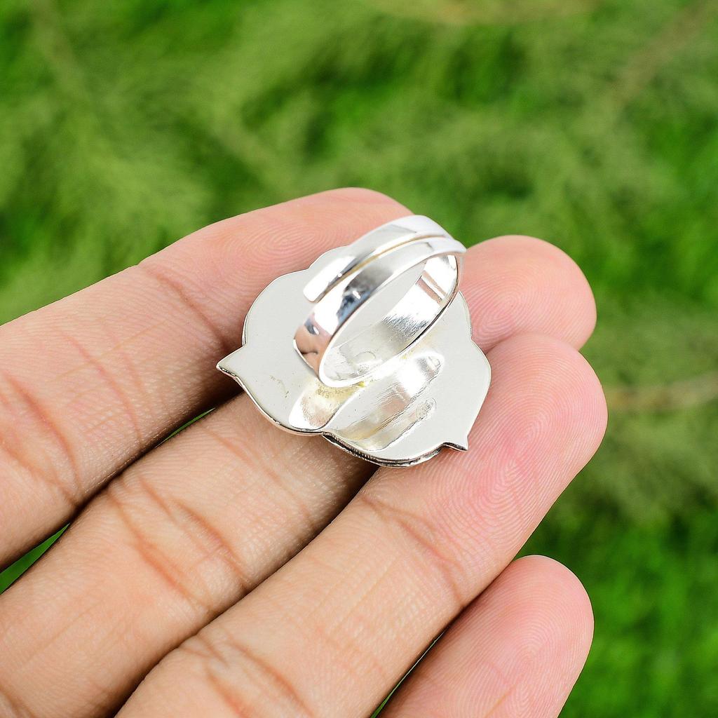 925 Silver Natural Pink Tourmaline Multi Stone Flower Adjustable Ring