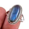 Natural Labradorite Gemstone 925 Solid Sterling Silver Jewelry Ring Size 9 h4M56