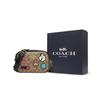 Coach X Disney Jamie 25 Classic Monogram Zip Cartoon Logo Decor Coated Canvas And Leather Crossbody Bag Medium Women Crossbody Bag CC151-IME7V