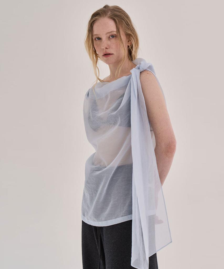 GRIDAJ Drapery Sleeveless Scarf Top _ Blue