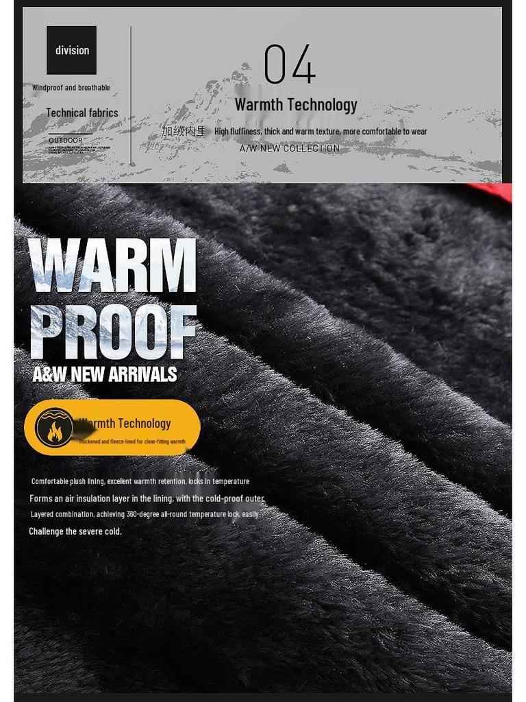 Мужская теплая хлопковая куртка большого размера на флисовой подкладке Осень/Зима 2025 для мужчин среднего возраста