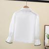Весна и осень Новый стиль кукольный воротник милый длинный рукав модный топ для девочек белая рубашка школьная форма для студентов