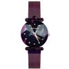 RORIOS Watch Magnetic Mesh Band Sparkling Crystal Starry Sky Stylish Fashion Quartz Watch for Women Analog Watch Purple Women's