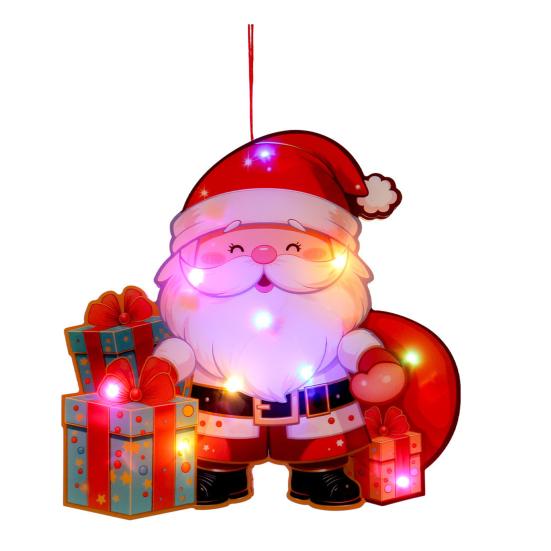 Светящийся Санта Подвеска на дверь Светодиодный Рождественский декор с Оленем Снеговиком Сделай сам Светящиеся Праздничные Подвесные Украшения для Окна Каминной полки