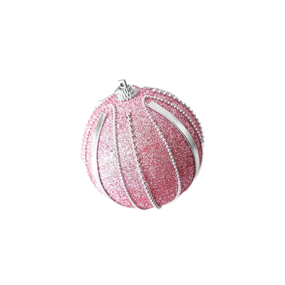 Sequined Pink Christmas Balls 8cm Xmas Tree Pendant Christmas Tree Hanging Ornament  Living Room