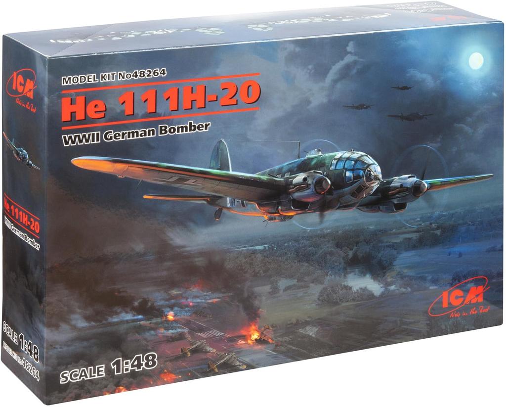Пластиковая модель немецкого армейского бомбардировщика Heinkel времен Второй мировой войны ICM ICM 48264 1/48 He111H-20