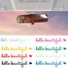 4Pcs Rearview Mirror Decal Set Hello Beautiful Letters Self Affirmations Reflective Pink Vinyl Car Stickers for Women