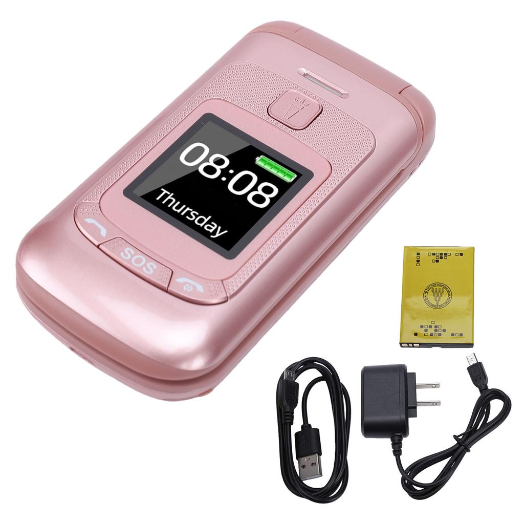 Раскладушка Разблокированный GSM 2G Мобильный Телефон с двумя SIM-слотами 2,4-дюймовый + 1,4-дюймовый Цветной Экран Большие Кнопки Громкий Динамик США