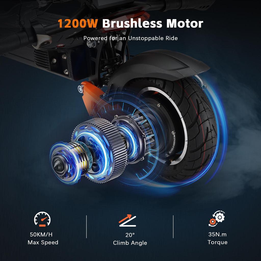 Электросамокат Halo Knight T102 10-дюймовые колеса Мотор 1200 Вт Аккумулятор 52 В 21 Ач Максимальная скорость 50 км/ч Максимальный запас хода 45 км Двойная подвеска