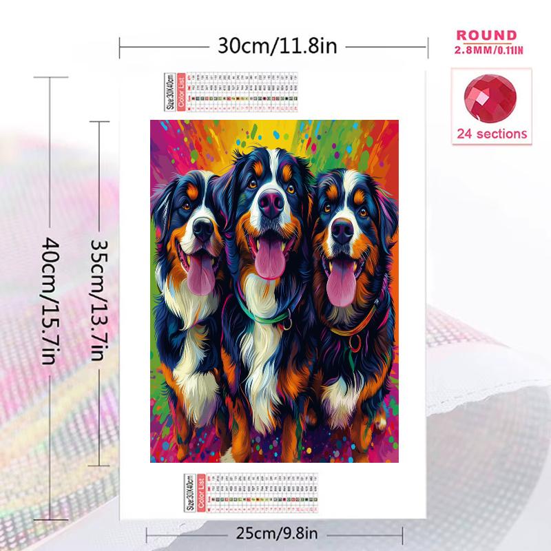 Bernese Mountain Dog Pattern 3pcs 100% Round Full Drill 5D DIY Diamond Painting Embroidery Cross Stitch Rhinestone Décor