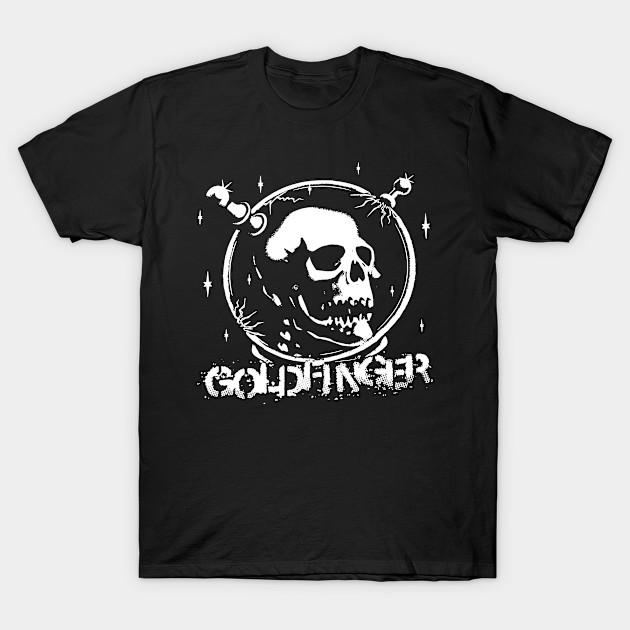 Asian Size Men Black Print T-shirt Goldfinger No-Cut Heat Transfer Print Cotton Tshirt