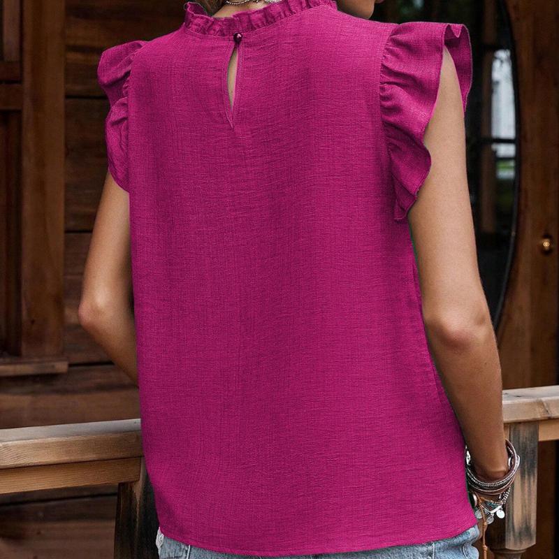 New Summer Tops Women Vintage Casual Loose Blouses for Women Elegant Pleated Ruffled Short Sleeve Shirt Woman Fashion Solid Pullover Blouse 26597