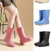 Morandi Color Women's Mid-Tube Non-Slip Rain Boots - Fashionable Classic Outdoor Rubber Shoes