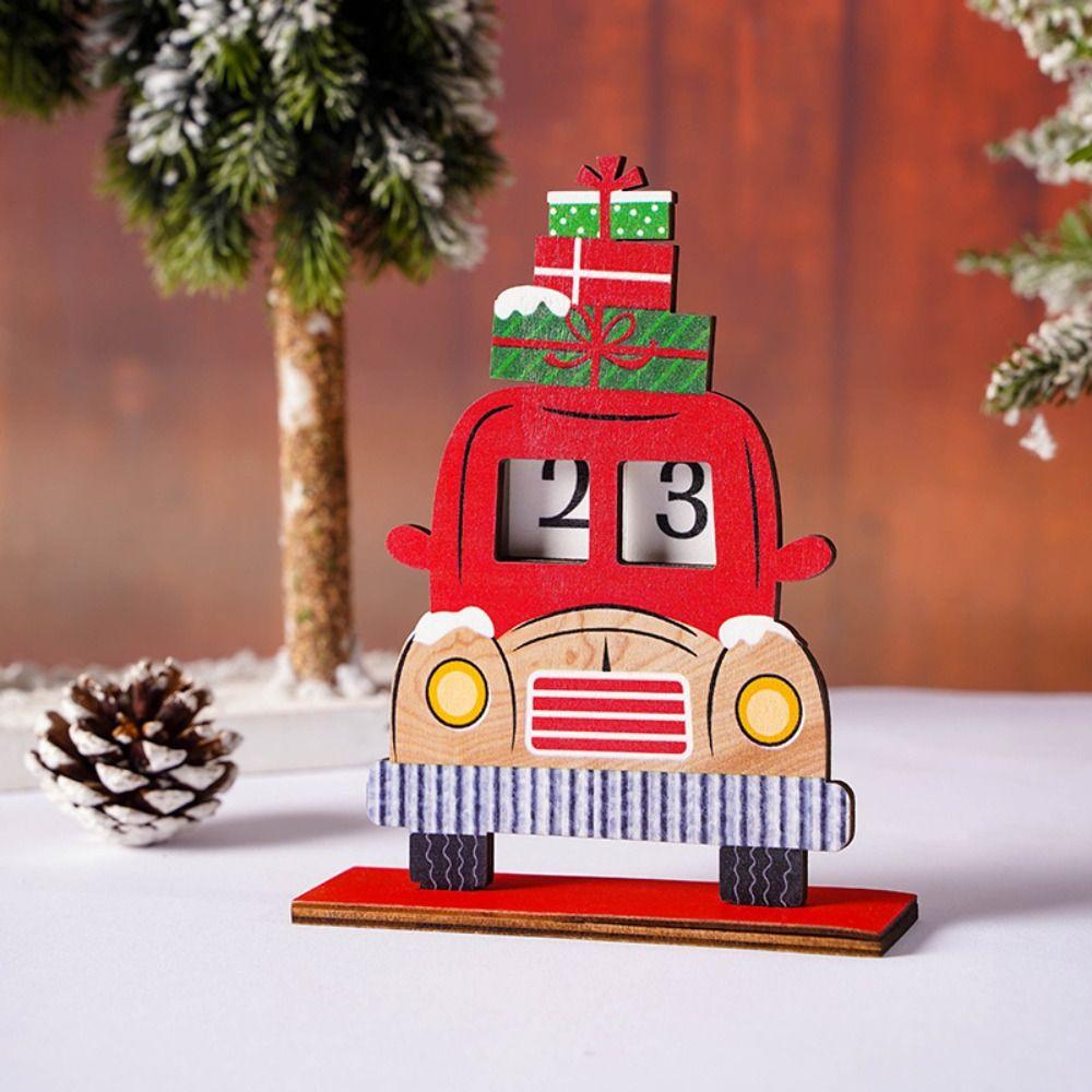 Santa Claus Santa Calendar Ornaments Wooden Car Wooden Ornament Christmas Advent Calendar  Home