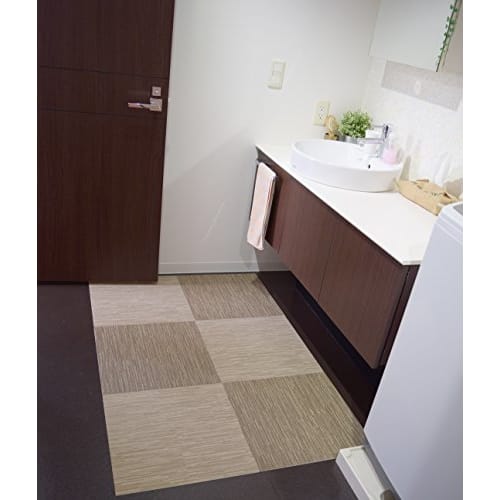 Fuso Synthetic Peel-and-Stick Floor Panels, 3mm Thick x 45x45cm, Pack of 4, Striped (Beige), PTT01