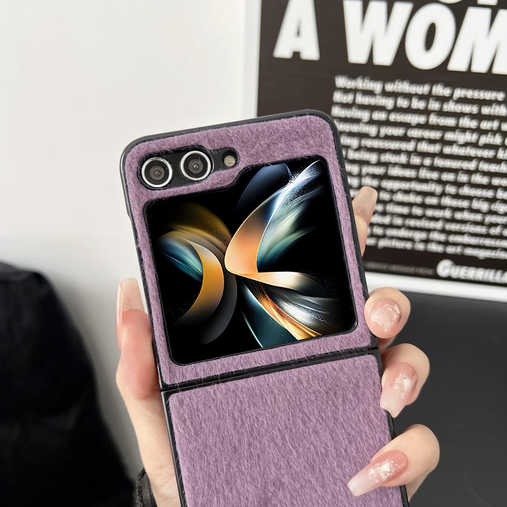 PU Leather Phone Case for Samsung Galaxy Z Flip 5 Flip5 ZFlip5 5G Hard Shell Plastic Shockproof Fall Prevention Cover