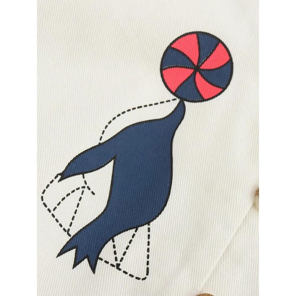 Spring and Autumn Cartoon Print Baseball Ladies Simple Round Neck Single Breasted Casual Long Sleeve Jacket New Coat