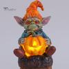 Хэллоуин Тыква Лампа Сад Смола Статуя Гном Держа Освещение Тыква Орнамент Хэллоуин Украшение Домашней Вечеринки