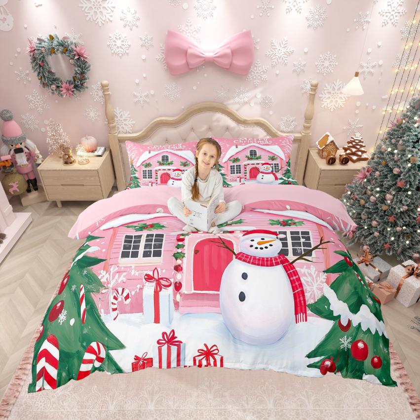 Homewish Шикарный набор пододеяльников "Рождественская елка" Kawaii Набор пододеяльников "Санта Клаус" Детские рождественские подарки Комплект постельного белья для мальчиков Дети