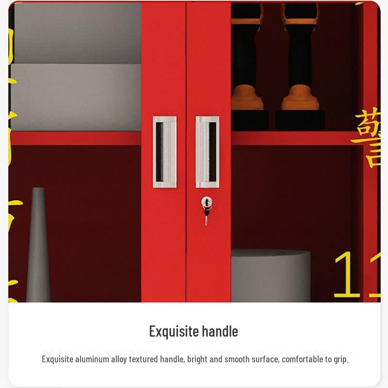 Red Two-Door Fire Extinguisher Cabinet